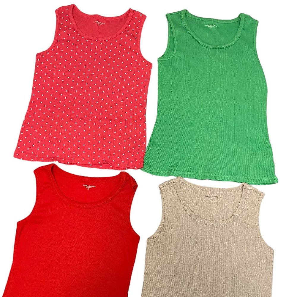 Laura Scott Pull on Ribbed Muscle-Style Tank Tops